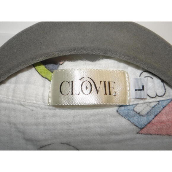 UNIQUE Clovie Cartoon Print Short Sleeve Muslin Shirt - Picture 2 of 3